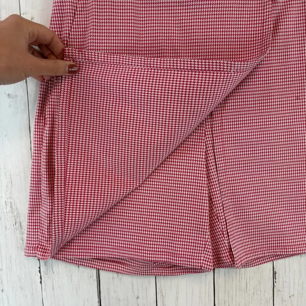Brooks Brothers Country Club Red/White Houndstooth Wrap Skort Shorts Size 2 - Picture 4 of 15